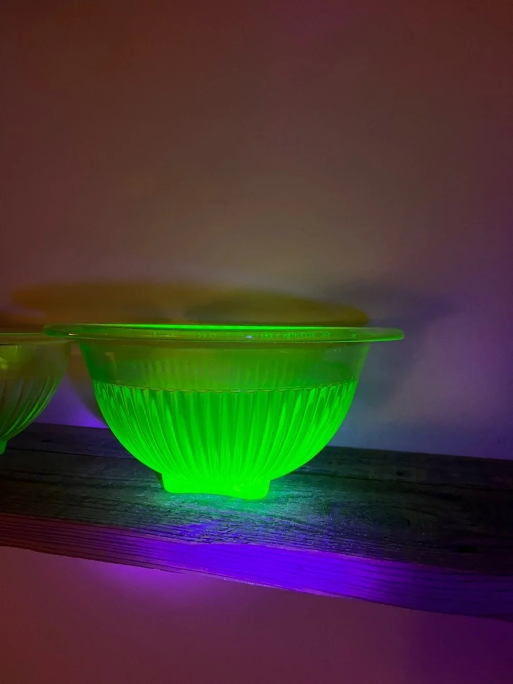 Hazel Atlas Uranium Vaseline Glass Mixing Bowls set two